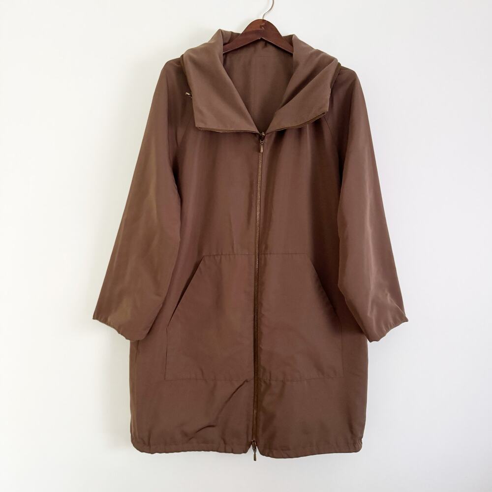 AKRIS Reversible Cashmere Silk Parka Jacket Brown Tan 8 - Picture 8 of 10